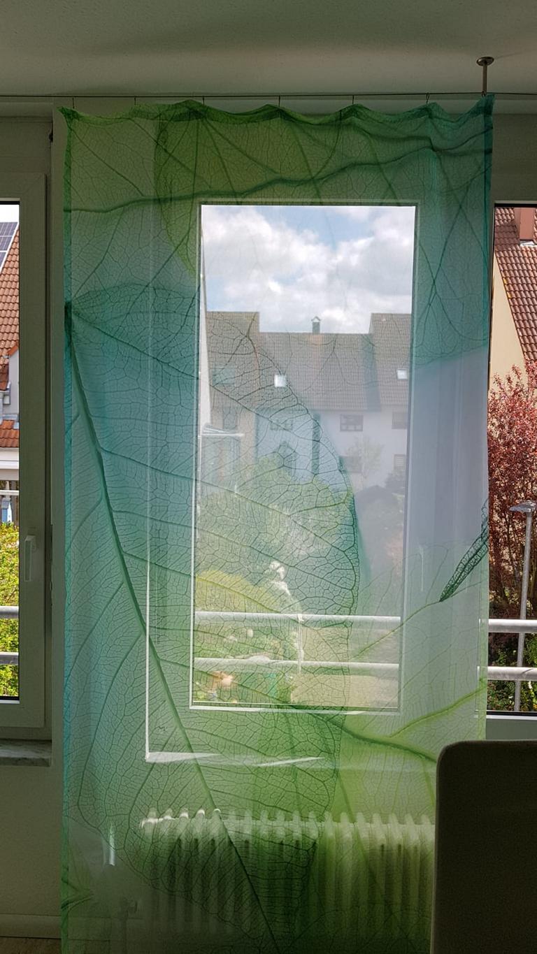 Schal Color Leaves - grün - ganze Fensterfront transparent Sailsystem